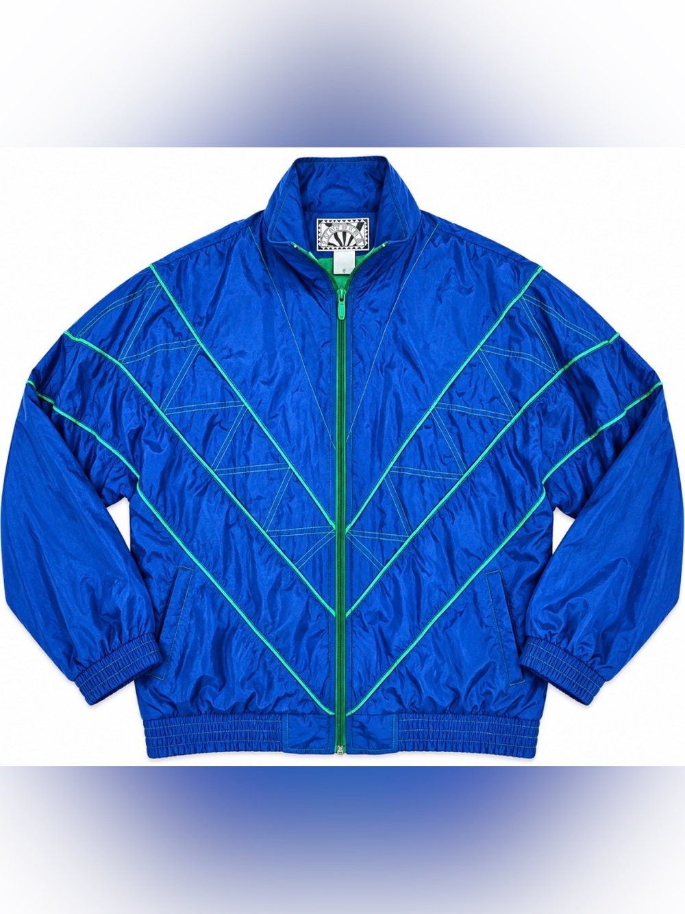 Vintage 90s Sunterra Blue Green Nylon Windbreaker Track Jacket Size S Retro